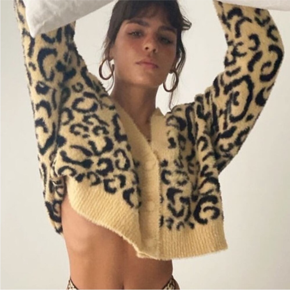For Love & Lemons Leopard Cardigan Sweater